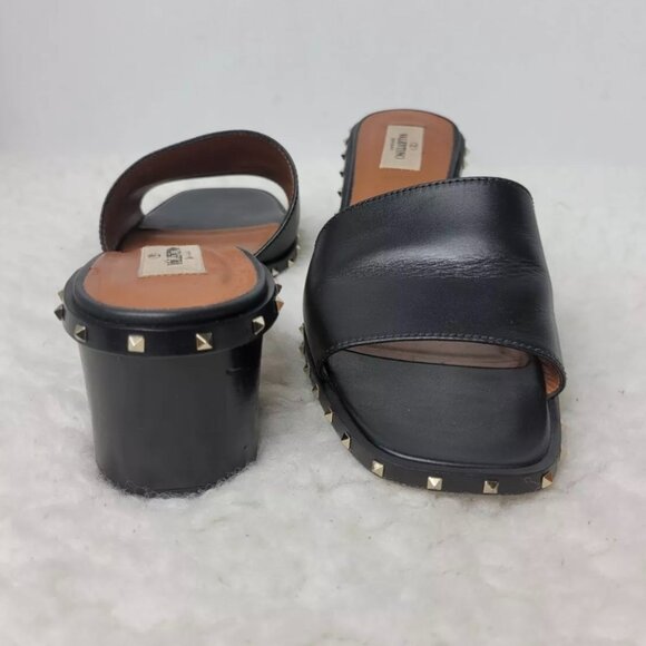 Valentino Soul Rockstud Slide Sandal. 2" Block Heel. Black Leather. 9.5US 40IT - Picture 9 of 11